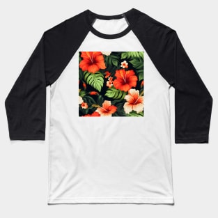 Hibiscus Flowers Pattern 21 Baseball T-Shirt